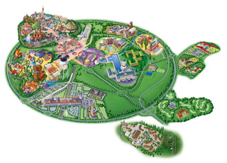 Mapa do parque de Disneyland, Disney Land, Eurodisney, Euro Disney de Paris