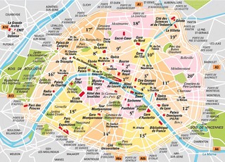 Mapa dos bairros de Paris