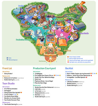 Mapa de Walt Disney Studios de Paris