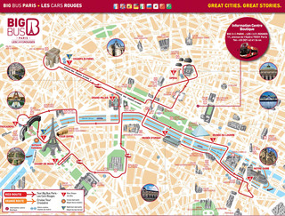 Mapa de onibus turistico e hop on hop off bus tour de Big Bus