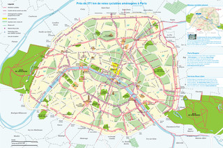 Mapa das ciclovias, ciclofaixas e ciclorrotas de Paris