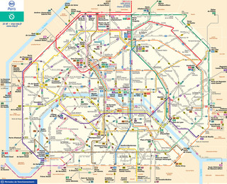 Mapa da rede de onibus de Paris