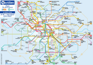 Mapa da rede de onibus noturno Noctilien de Paris